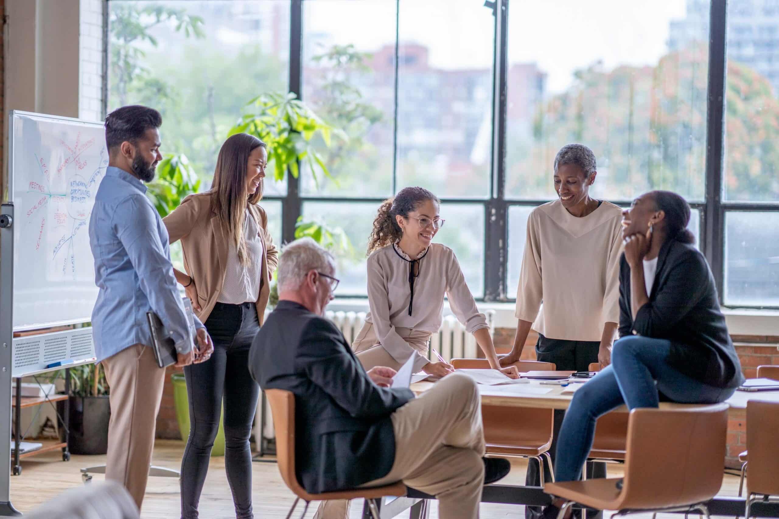 coworkers meeting in a conference room